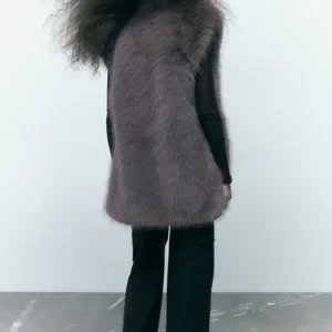 関税負担★ZARA★FAUX FUR VEST Zara | Jackets & Coats | Nwt Zara Faux Fur Vest Gray Ref